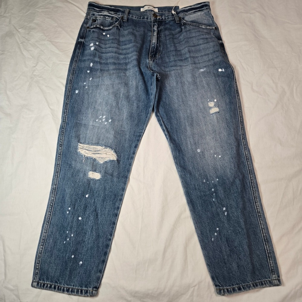 KanCan High Waist Mom Jeans Distressed Paint Splatter KC7379M Size 15/31 NEW